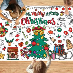 4 x T-Antrix Giant Christmas Coloring Poster, 30 x 72 Inches Jumbo Coloring Banner/Table Cover for School Parties, Christmas Party Favors, Christmas Crafts for Kids