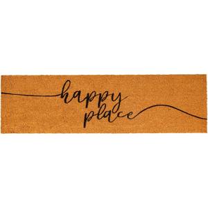 Juvale Natural Coco Coir Large Door Mat, Happy Place Long Outdoor Rug (17 x 60 in)