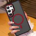 AIGOMARA Magnetic for Samsung Galaxy S25 Ultra Case with Invisible Camera Stand, [Compatible with Magsafe] [Military-Grade Protection] Slim Anti Scratch Protective Case Women Girls 6.9", Black/Red