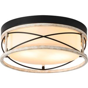 Flush Mount Light Fixture, LED Flush Mount Ceiling Light in Unique White Finish, 12-inch Close to Ceiling Light for Hallway, Porch, Living Room, Kitchen, MX100026 (White & Frosted Glass)