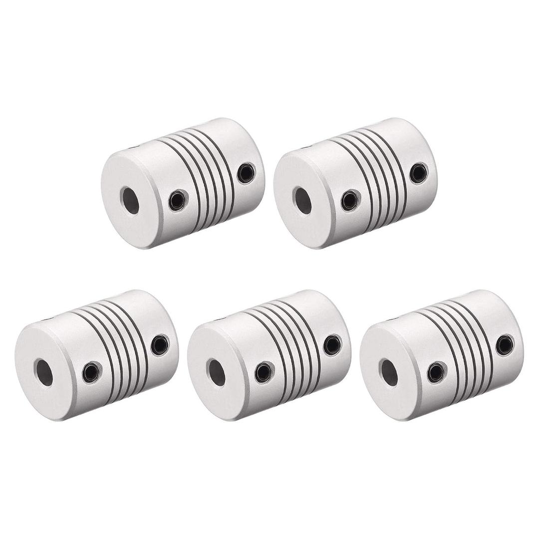 uxcell 5mm to 5mm Aluminum Alloy Shaft Coupling Flexible Coupler Motor Connector Joint L25xD19 Silver,5pcs