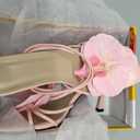 MakeMeChic Women's Open Toe Floral Kitten Heels Flower Summer Beach Sandals Pink 6.5