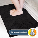 Dog Door Mat for Muddy Paws60x25, Absorbs Moisture and Dirt, Absorbent Non-Slip Washable Doormat, Quick Dry Chenille Mud Mat for Dogs, Entry Indoor Entryway Carpet for Inside Floor, Black