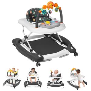 Baby Walker, 5 in 1 Baby Walkers for Boys Girls 6-12 Months, Foldable Walkers for Babies with Bouncer & Feeding Tray, Music, Adjustable Heights, Activity Walker for Infant