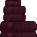Belizzi Home Ultra Soft 6 Pack Cotton Towel Set, Contains 2 Bath Towels 28x55 inch, 2 Hand Towels 16x24 inch & 2 Wash Coths 12x12 inch, Ideal for Everyday use, Compact & Lightweight - Burgundy Red