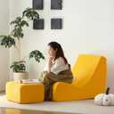 N&V Bean Bag Chair Single Seated Foam Sofa Armless Floor Sofa with High Density Foam Removable and Machine Washable Cover (Burnt Yellow, Large, Corduroy Stripes)