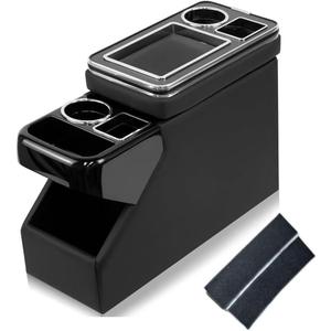 Truck Center Console Organizer Between Seat for Minivans, SUVs, Middle Van Bench Organizer for Floor Between The Back Seat Console 18 Wheelers with Sliding Lid Design