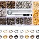 Metal Grommet Kit 3/16 inch 400Pcs Grommets Eyelets Sets with 3 Pieces Install Tool Kit and Box for Shoes Clothes Crafts Bag DIY Project 4 Colors