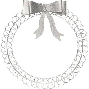 2 Pcs Christmas Photo Holder Display 17" Metal Wreath Xmas Card Holder Display Wall Hanging Decoration with Bow Wire Loop for Greeting Card Picture Insert Holiday Wall Decor(Silver)