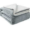 PetAmi Blanket Twin Thick Warm Blankets for Winter Bed Super Soft Fuzzy Flannel Fleece/Wool Like Reversible Velvet Plush Fabric(Light Grey Twin Size 60"x80")