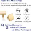 10 Pack 1-1/8 Inch, Square Brushed Gold Cabinet Knobs Gold Drawer Knobs Gold Cabinet Pulls, ZK2401 Solid Kitchen Hardware for Cabinets Drawers Bedroom Dresser Bathroom Vanity Cupboard