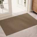 Indoor Door Mat 32"x48"(Rolled-Up, No Creases), Dirt Trapper and Absorbent Door Mats, Non-Slip Washable Entrance Mat, Low Profile Floor Mats for Front Back Door and Entryway, Light Brown