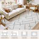 kakania 8x10 Washable Area Rug: Non Slip Soft Thin Carpet, Boho Geometric Modern Decor, Easy Clean Indoor Floor Large Rugs for Living Room Bedroom Kids Dorm Office Dining - Light Grey