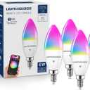 Smart Candelabra LED Bulbs 60 Watt Equivalent, 500LM 6W, E12 LED Bulb Compatible with Alexa/Google Assistant/Smart Life, RGBCW Candle, No Hub Required, 2.4G WiFi Only, ETL Listed, 4PCS