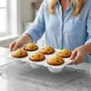 Hiceeden 2 Pack Ceramic Muffin Pans, 6 Cups Non-stick Muffin Tin Cupcake Baking Pans with Handles for Muffin Cakes, Egg Tarts, Mousse, Pot Pie, Jelly