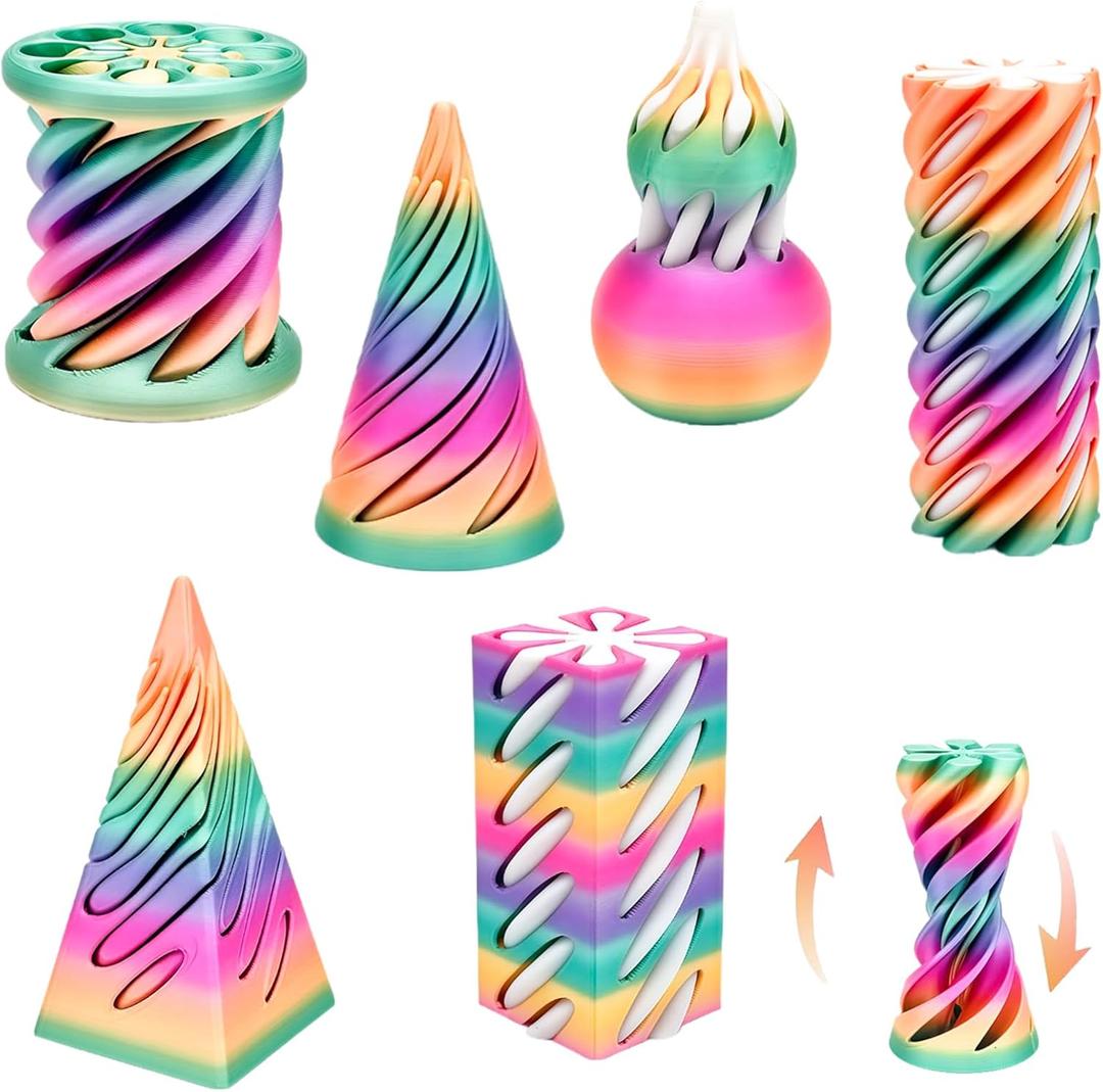 Christmas Stocking Stuffer 6 Packs Impossible Cone,Spiral Cone Fidget Toy Impossible Pyramid Passthrough Toy,3D Printed Spiral Cone Fidget Toy,Mini Vortex Thread Illusion Desktop Deco Souvenir Gift