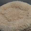JOLLYVOGUE Calming Dog Bed for Small Dogs 23 inches Donut Washable Small Dog Bed for Kittens & Puppies, Anti Slip Round Fluffy Plush Faux Fur Cat Beds (Fits up to 25 lbs Pets, Off White)