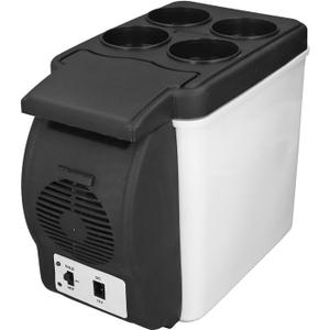 12V Car Refrigerator, Portable Car Fridge Warmer Cooler with 6L Capacity, 12V DC or 100-240V AC Dual Hot Cold Electric Refrigerator for Car RV Camping Travel, Minimum Freshness Temperature about 15C