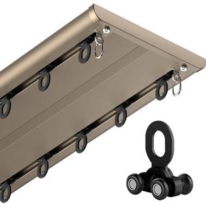 Double Row Curtain Track Ceiling Mount, Silent Heavy Duty Drop Aluminum Track Set for Curtains-Room Divider, Flexible Bendable Curtain Rail System for Living Room Bedroom(Champagne,1m（3.3ft）)