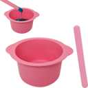 Silicone Wax Bowl Non-Stick Hair Removal Pot Liner with Wax Spatula (Pink)