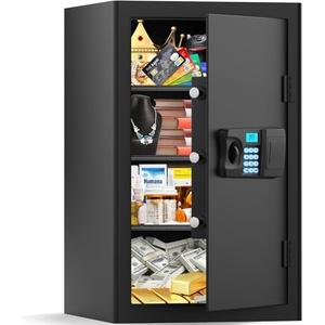 5.0 Cubic Large Home Safe Fireproof Waterproof, Digital Security Fireproof Safe Box with Combination Lock, Alarm Systerm and Removable Shelf, Fire Safes for Home Document Money Valuables