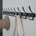 Dseap Coat Rack Wall Mount - 38 Long 10-Tri-Hooks Heavy Duty Coat Hanger Rail Wall Hooks for Hanging Coats Hats Clothing Clothes Purse Mudroom Entryway, Black