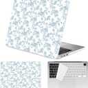 Seorsok Compatible with New MacBook Air 13.6 inch Case M4 M3 M2 2025 2024-2022 Release A3240 A2681 A3113 Touch ID,Elegant Sage Blue Flower Plastic Hard Shell Case with Keyboard Cover,Blooming Floral