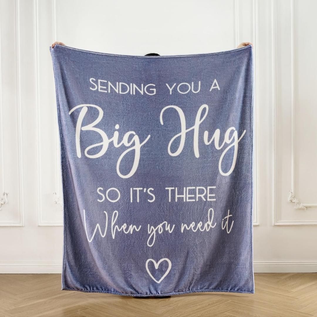 Thinking of You Gifts for Women Men  Get Well Blanket 50x60 Inch, Grey Flannel Comfort Hug Blanket, Sympathy Throw for After Surgery, Chemo, Illness, Recovery