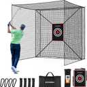 Storgem Golf Batting Cage Net with Extra Striking Net, Frame NOT Included, Heavy Duty Golf Hitting Practice Net, Backyard Batting Cage for Sports Training, 10x10x10ft