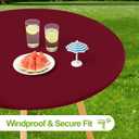 Smiry Round Spandex Tablecloth, Elastic Fitted Washable Tablecloths for 36"-44" Tables, Waterpoof Stretch Picnic Table Cover for Dining, Indoor and Outdoor, Red