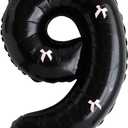 PLAP Birthday Number Balloon Bow Black Party Supplies 32 "Birthday Number Decoration (Number 9)