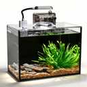 2 Gallon Betta Fish Tank, Small Aquarium Kit,Glass Small Fish Tank,Betta Fish Tank with a lid and Light and Filter, Small Transparent Glass Fish Tank with Light and Filter (Black Glass Background)