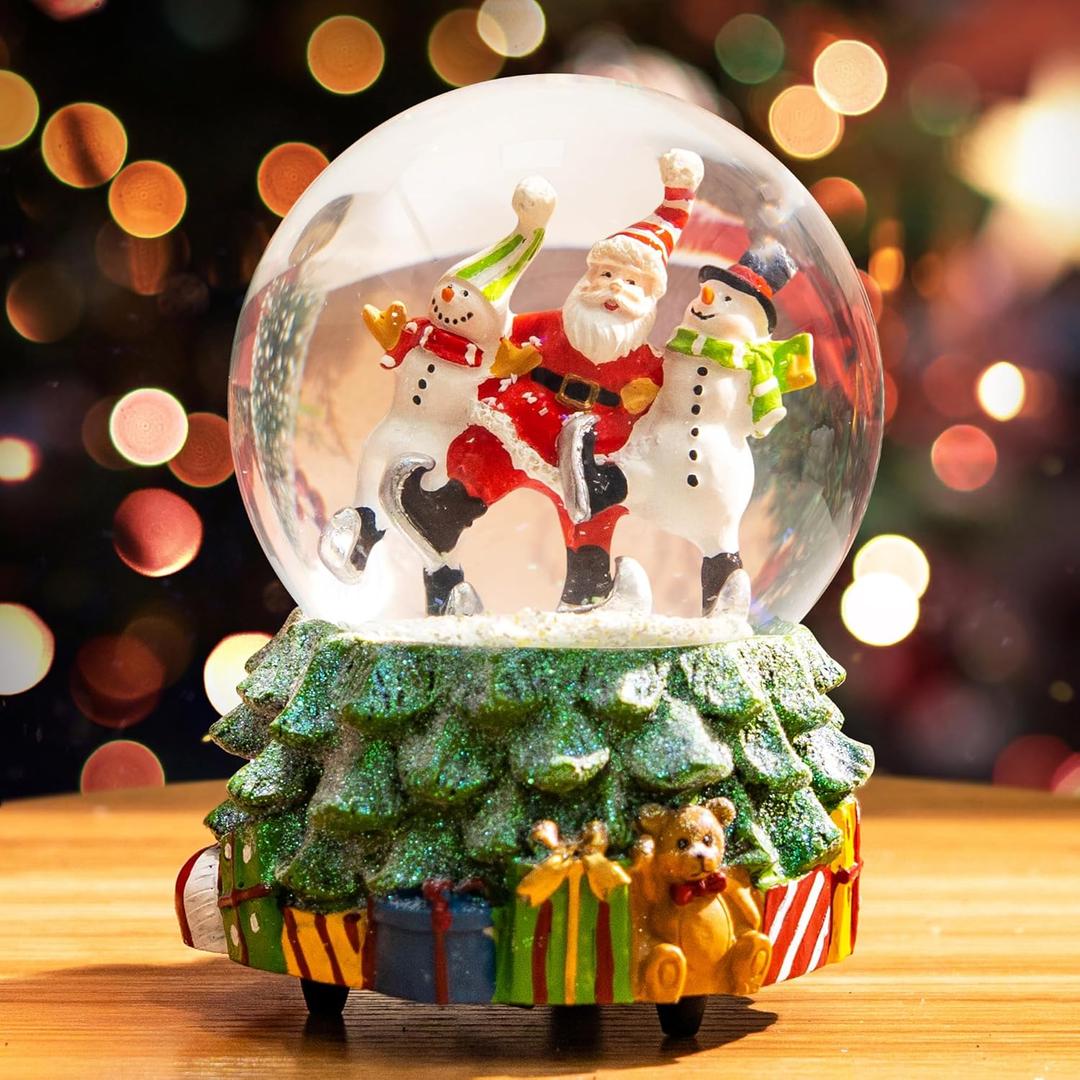 Topadorn Christmas Snow Globe Water Ball Snowman with Music, Christmas Holiday Decorations with Music Box, Festival Decor and Gifts