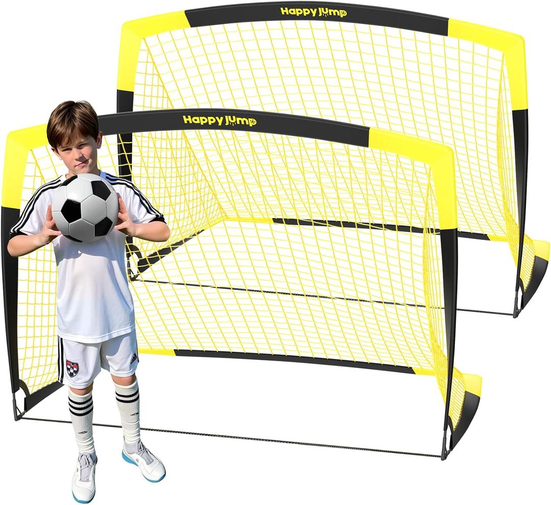 Happy Jump Soccer Goal Pop Up Foldable Soccer Net for Backyard, 2 Set (5x3.6 FT, 2 Set)