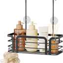 SWTYMIKI Shower Caddy Hanging Organizer - Over the Door Shower Caddy with 6 Hooks, 2 Installation Ways, Stainless Steel Rustproof Bathroom Organizer, Black (Black-1 tier)