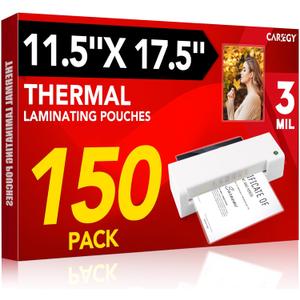 CAREGY 150 Pack Laminating Sheets, Hold 11 x 17 Inch Sheet, 3 Mil Clear Thermal Laminating Pouches 11.5 x 17.5 Inch Lamination Sheet Paper for Laminator, Round Corner