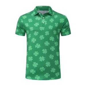 Mens St Patrick's Day Polo Shirt Irish Funny Four Leaf Clover Green Saint Paddy Tee Shirts Golf Top Lucky Green S (Green, S)