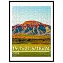 QOTIB Wood 19.7x27.6 Puzzle Frame with 18x24 Mat Black, Display 18x24 with Mat or 19.7x27.6 Without Mat, Wood 50x70 cm 19.7 by 27.6 Photo Frame, 19.7 x 27.6 Frame for Wall Hanging Display, Black