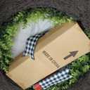 Vlorart 32" Faux Round Boxwood Wreath, Artificial Large Boxwood Wreath Front Door Wreaths Artificial Spring Summer Greenery Hanging with A Plaid Bow for Villa Wall Hanging Window Wedding Party Decor