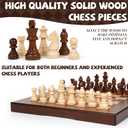 2 in 1 Magnetic Wooden Chess and Checkers Board Game Set, 12" Folding Chess Boards, Portable Travel Chess Sets with Pieces Storage Slots, Beginner Chess Game Set for Kids and Adults