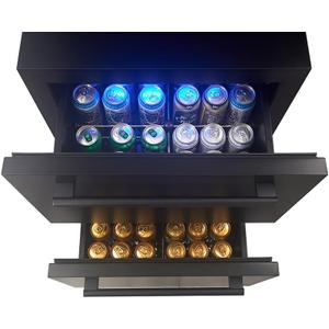 Iceblue Fridge, 24 Inch 5.12Cu.Ft Under Counter Drawer Fridge, Stainless Steel Freestanding Beverage Refrigerator, 34~50 Fast Cooling Refrigerator for Home, Bar, Gift - Black