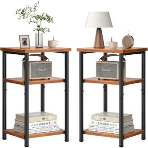 OLIXIS 3-Tier Small Side Tables for Small Spaces, Set of 2, 2 Pack