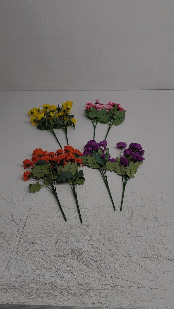 12.6" Artificial Flowers, Realistic Fake Silk Mums - UV Resistant Faux Plants for Outdoor Decor and Indoor Home Accents, Perfect Fall Porch Decor, Garden, Table & Bookshelf Decoration 8 Pack
