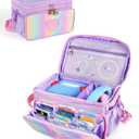 Carrying Case Compatible with Yoto Player 3rd Generation, Accordion Card Holder for 39 Cards, Portable Travel Storage Bag with Shoulder Strap for Audio Speaker & Headphone Accessories(Purple)