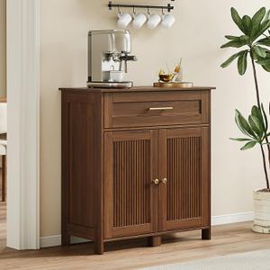 Fluted Buffet Cabinet with Drawer and Adjustable Shelves (Walnut), Standard