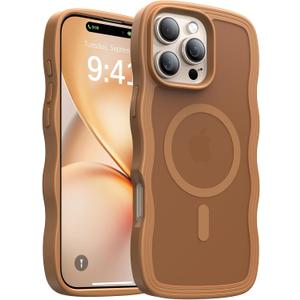 2 x Magnetic for iPhone 16 Pro Case,[Compatible with MagSafe][Military-Grade Drop Protection][Anti-Yellowing] Shockproof Protective Translucent Matte Cover for iPhone 16 Pro Phone Case,Brown