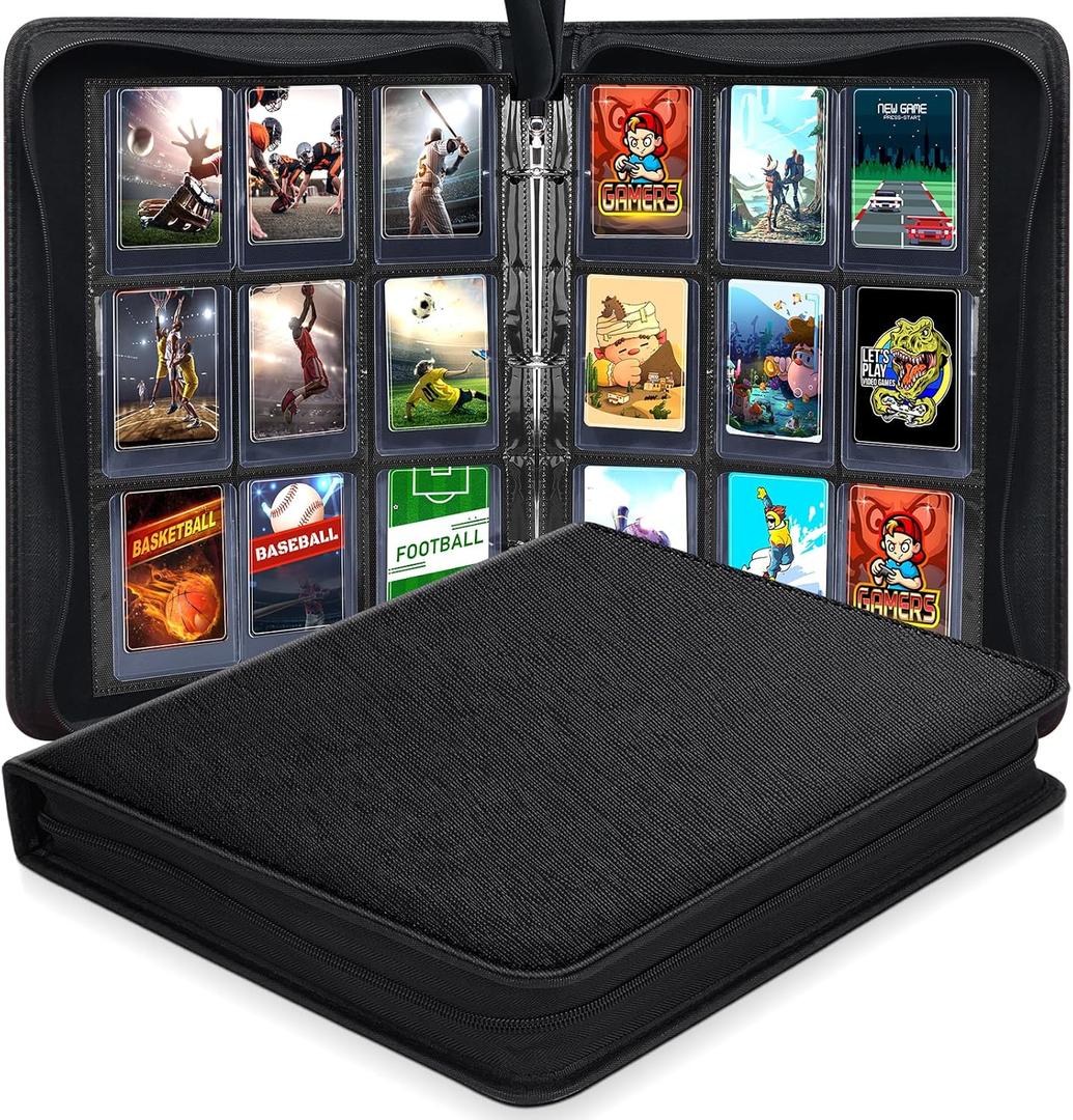 360 Pockets Toploader Binder, Trading Card Binder Storage,9 Pockets with Double-Sided Sleeves Fit for Baseball Cards MTC, TCG, Game Cards, Sports Card