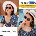 MARE AZZURO Round Reading Sunglasses Women Oversized UV Readers 100 150 200 250 300 350 (Transparent, 2.00)