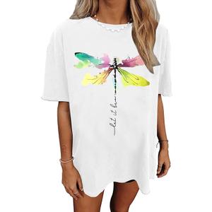 Womens Oversized Summer T Shirts Vintage Flowers Graphic Tees Boho Floral T-Shirt Casual Short Sleeve Wildflowers Tops (White, S)