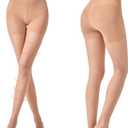 2 Pairs Compression Pantyhose for Women, 10-15mmHg High Waist Compression Stockings, 30D Shaping Tights For women (Large, Natural)